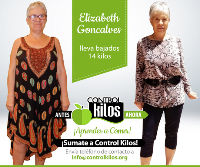 Elizabeth G. bajó 14 kilos.