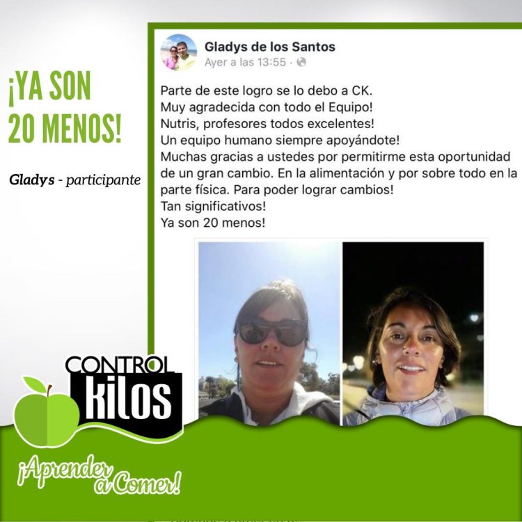 Gladys de los S. bajó 20 kilos